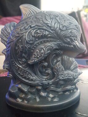 Handmade Blue Dolphin Statue